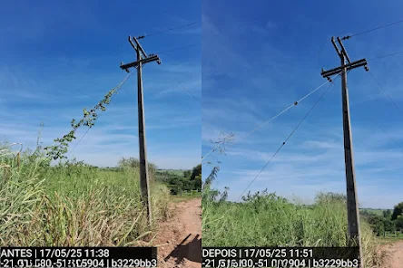 Exemplo de antes e depois - Postes